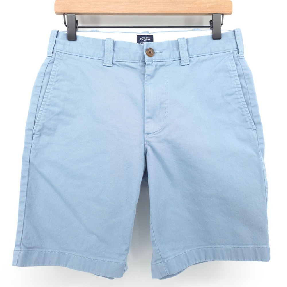 J.Crew Mens Chino Shorts 9 Inch Inseam 29 Light Blue‎ Preppy Summer Casual